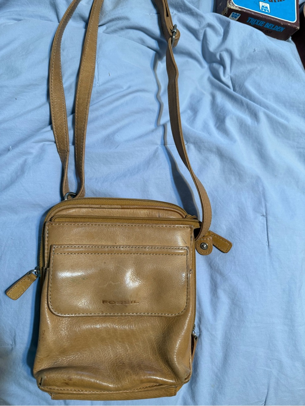 Fossil Tan Leather Crossbody Bag